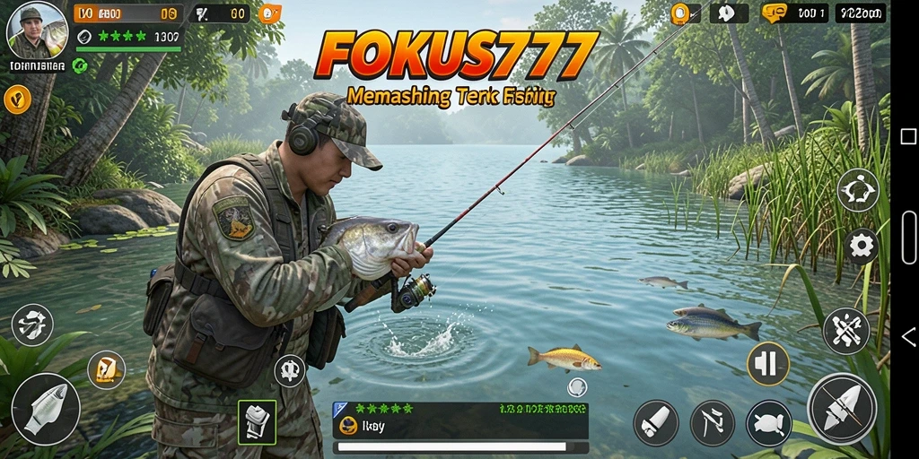 Screenshot utama FOKUS777 menampilkan aksi memancing yang mendebarkan.