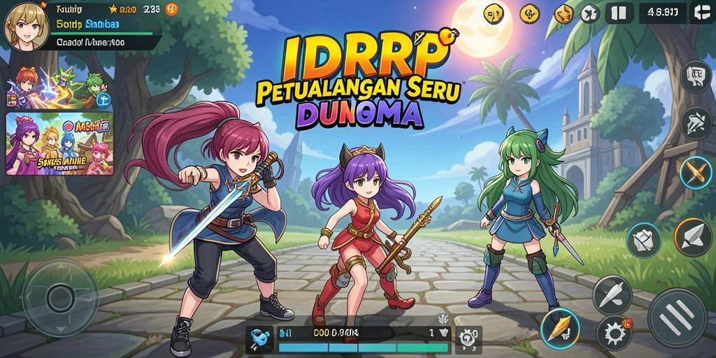 Tampilan menakjubkan dari gameplay IDRRP dengan karakter anime.