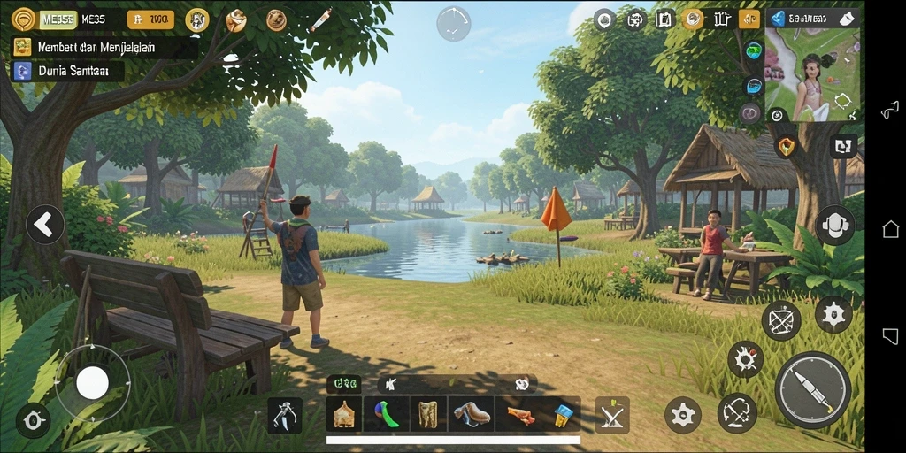 Tangkapan layar ME355 menunjukkan gameplay yang penuh warna dan interaktif.